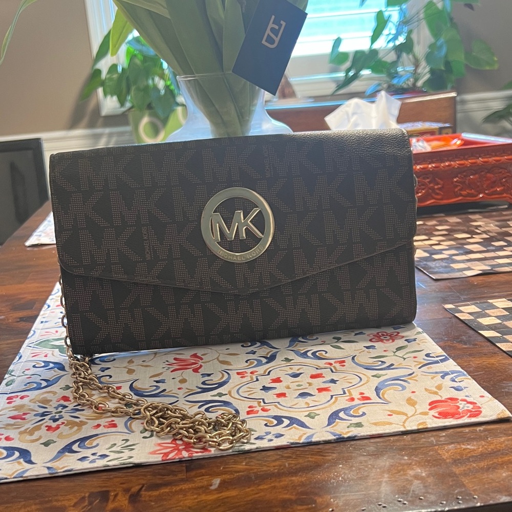 Michael Kors Black and Gold Monogram Wallet